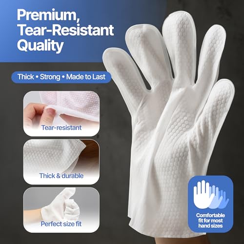 Pet Cleaning Glove Wipes for Dogs & Cats - Hypoallergenic Coconut Infused No-Rinse Dog Washing Gloves - Deodorizing Grooming Mitts - Puppy and Cat Cleaning Wipes - 20 Count