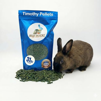 High Desert Timothy Hay Pellets for Rabbits, Guinea Pigs, Small Pets, 31 oz | Compressed Grass Fiber Formula, Supports Healthy Digestion, Great For Chinchillas, Hand Packed in the USA, Low Dust Mess Free - size: 1.94 Pound (Pack of 1)