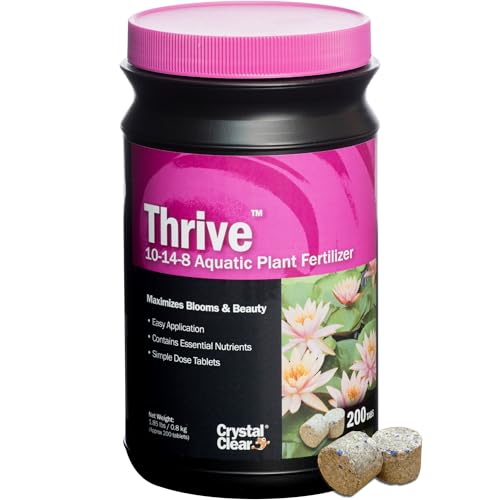 CrystalClear Thrive Pond Plant Food, Fish Safe Fertilizer, 200 Tablets | For aquatic water gardens, nutrients boost lily & lotus flower bloom and root growth - size: 200 Tablets