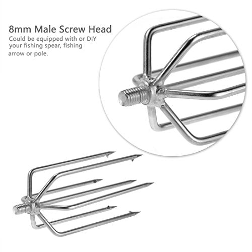 5/7 Prong Fishing Harpoon, Stainless Steel Gig Gaff Hook with 8mm Screw, Harpoon Hook for Hunting Fish Flounder Frog Gig in Pond River Lake, Capable for Fishing Gaff Gig Pole - color: 7 Prong with 8mm screw