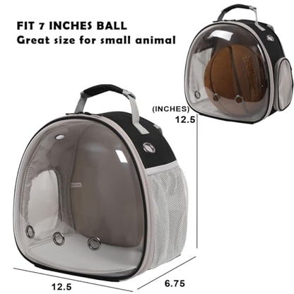 Guinea Pig Backpack Carrier, Bearded Dragon Carrier Backpack with Clear Bubble Window,Small Animal Travel Backpack for Hedgehog Rat Parrot,Rabbit,Sugar Glider,Airline Approved(Black, Backpack) - color: Black