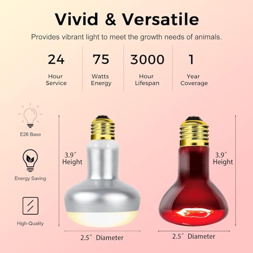 Infrared Reptile Heat Bulb Lamp 75W, 2-in-1 Day & Night Combo, Infrared Heat Lamp & UVA Sunlight Heating Lamp for Reptile Terrariums - style: Day & Night Heat Lamp 75W