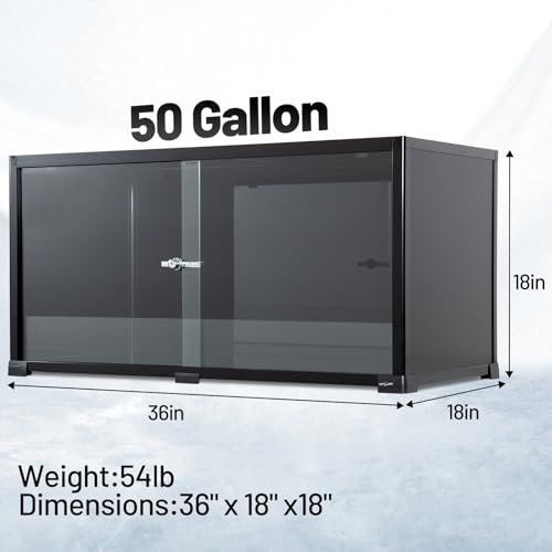 REPTI ZOO 50 Gallon Reptile Tank, 36" X 18" X 18" Reptile Terrarium, Black-Tinted ECO Glass Enclosure with Sliding Door & Mesh Top, Secure & Low-Stress Habitat for Bearded Dragon, Gecko, Snake, Lizard - size: 36"W X 18"D X 18"H (50 Gallon)
