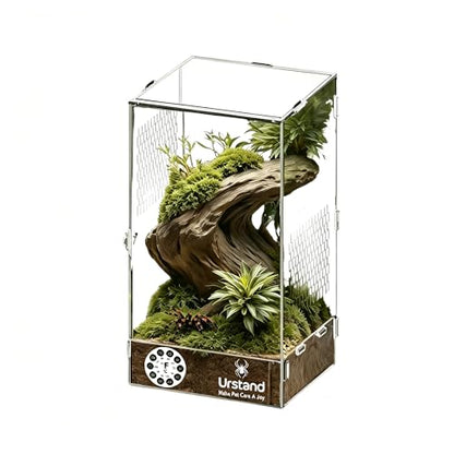 Jumping Spider Enclosure, Acrylic Spider Terrarium with Magnetic Door, Side-Opening, Laser-Cut Biomimetic Ventilation System, Escape-Proof for Feeder Insects (6.5"x6.5"x12") - size: 6.5"x6.5"x12" - Side-opening
