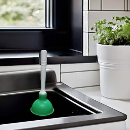 Drain Plunger, Mini Sink Unclogger, Small 4-Inch Clog Remover | Rubber Cup Hand Plumber Helper, Force Tiny Compact Tool with 9" Short Handle for Kitchen Bathroom, Toilet, Shower, Bath Tub - color: Green + Yellow
