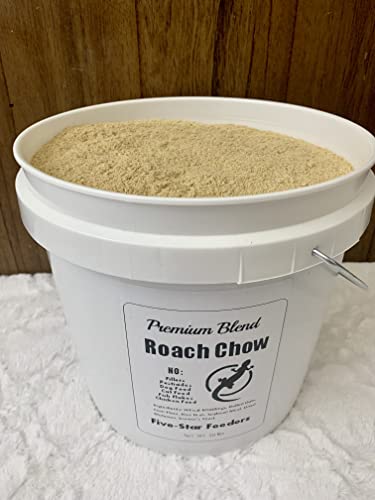10 lb. Roach & Cricket Chow – Balanced Protein, Calcium-Fortified Diet by Five-Star Feeders – 2-Gallon Bucket - size: 10 Pound (Pack of 1), style: Bucket/Container