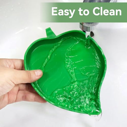 2-Pack Leaf Shape Reptile Food & Water Bowl, Tortoise Feeding Dish | Multipurpose Reptile Habitat Bowl for Bearded Dragon, Lizard, Gecko, Corn Snake & Crawl Pets