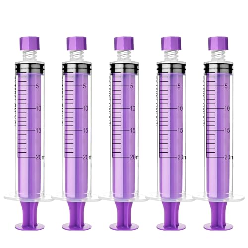 20ml Syringe with Cap, 20cc Plastic Syringes, 10 Pack | Liquid, Feeding, Individually Wrapped