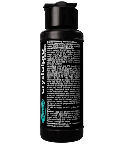 Crystalpro Shrimp Aqua Conditioner Treats 1250 Gallons - Concentrated Water Conditioner Neutralizes Chlorine and Ammonia (4.2 Oz-125 ml) for Freshwater Invertebrate Tanks – Caridina & Neocaridina