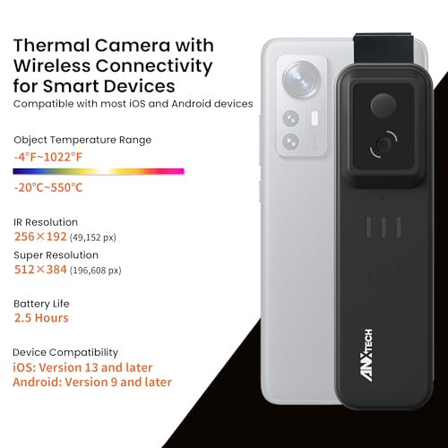 Wireless Thermal Camera 512×384 for Home HVAC Inspection | 256x192 IR, for Android & iOS, 2.8" LCD, -4°F~1022°F, for electrical, plumbing, cooking, DIY diagnostics