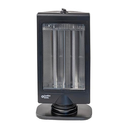 Comfort Zone Oscillating Portable Space Heater, Flat Panel, Halogen, Infrared, Electric, Adjustable Tilt, Overheat Sensor, Stay-Cool, & Tip-Over Switch, Ideal for Home, Bedroom, & Office, 800W, CZHTV9