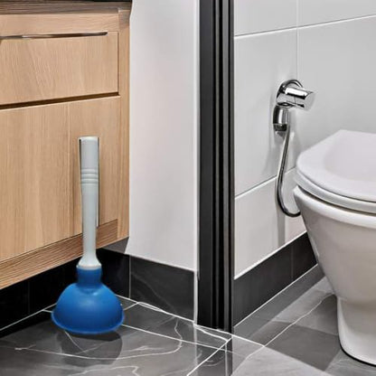 Drain Plunger, Mini Sink Unclogger, Small 4-Inch Clog Remover | Rubber Cup Hand Plumber Helper, Force Tiny Compact Tool with 9" Short Handle for Kitchen Bathroom, Toilet, Shower, Bath Tub - color: Blue