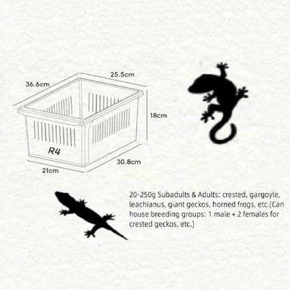 2-Tier Stackable Reptile Enclosure, Aluminum Frame Reptile Cage with Sliding Drawer Doors, Escape Proof Lock & Ventilation, Breeding Tank for Gecko Lizard Snake Juvenile Habitat, 13x15.5x18 Inches