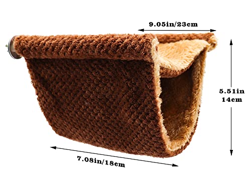 Fleece Winter Warm Rat Hammock, Double Layer Hanging Birds Nest Bed Tent with Warm Fleece, Bird Cage Stand Perch, Sleep Bed Cage Accessories for Rat, Guinea Pig, Chinchilla (Brown) - color: Brown