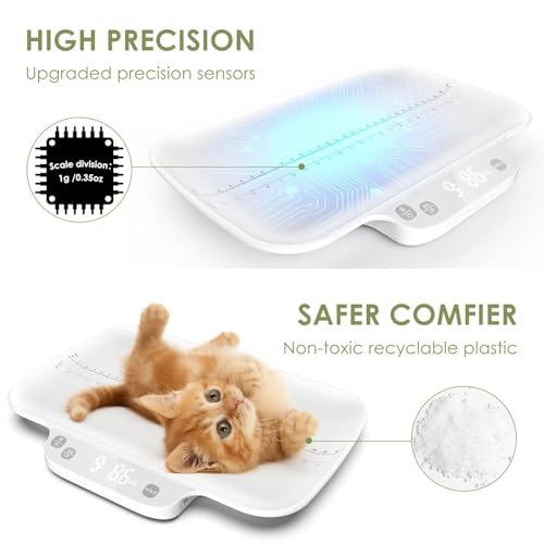 Dog Scale for Small Dogs,with Hold funtion,Kitten Scale,Accuracy1g/0.035 oz, Max15 kg / 33 lbs, Suitable for Newborn Pets, Kitten,Chihuahua,Cats - color: White One-piece 1g