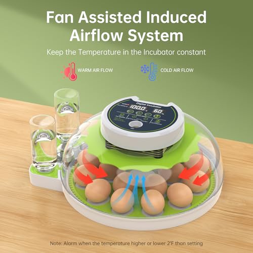 Egg Incubator with Automatic Egg Turning and Humidity Control, 18 Eggs Incubators for Hatching Eggs Chicken Quail Ducks Goose Parrot for Home Lab Farm Classroom