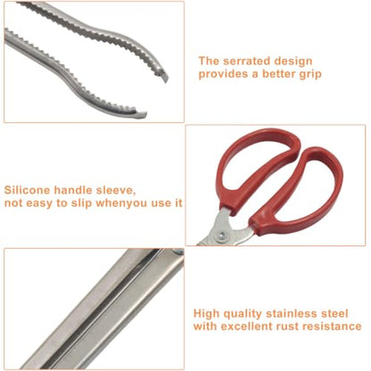 15 Inch Snake Feeding Tongs, Curved Tip, Red | Snake Enclosure Accessories, Long Tweezers, Stainless Steel, Non-Slip Handle, For Reptile, Aquarium, Fish Tank - size: 14.6In