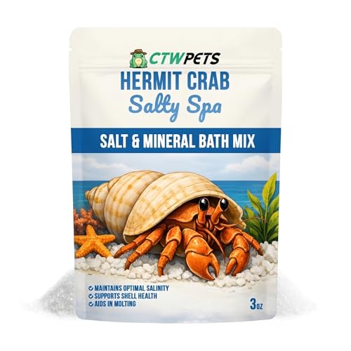 Salty Spa Hermit Crab Salt Water Mix with Calcium & Trace Minerals | Marine salt for hermit crabs creates mineral-rich soaking water with calcium and trace minerals for habitat pools