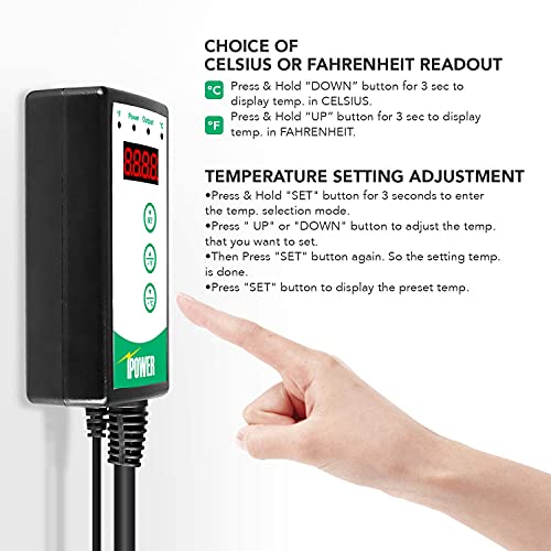 Simple Deluxe 150W Reptile Ceramic Heat Bulb with 8.5 Inch Clamp Lamp and Digital Thermostat Controller Combo Set for Incubating Chicken & Amphibian Pet, 2 Pack
