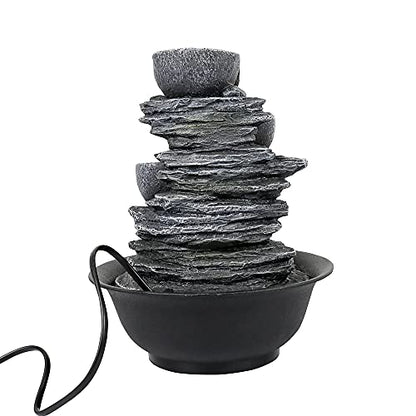 10.6inch Rock Indoor Water Fountain Zen Meditation Tabletop Fountain with LED Light for Home Office Bedroom - color: 10 3/5"_1
