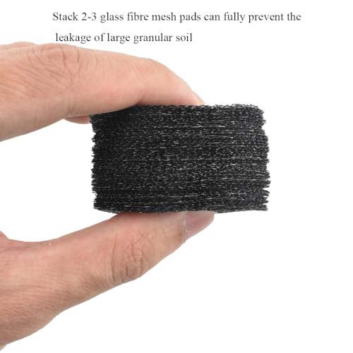 HAHIYO 100PCs 2Inch/5Cm Black Round Glassfibre Flower Pot Hole Mesh Pad Bottom Grid Mat Bonsai Drainage mesh Hole Screens Gasket Prevent Soil Loss Breathable Gasket Drainage Netting for Bonsai - size: Round-2In-50P