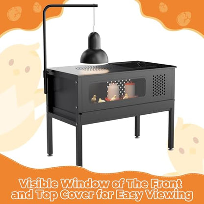 HAYOHRT Chicken Brooder Box - Stand-Up Brooder Pen for Chick Brooder with Lamp Stand & Removable Collection Tray Accommodates Up to 15 Chicks Ideal for Chickens Ducks Quails, No Lamp - size: 32.6 x16.9 x24.8''