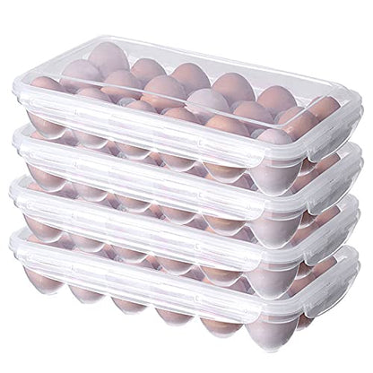 XBY-US 4 Pack Covered Egg Holders,Egg Holder For Refrigerator,travel egg Storage Container,Plastic Refrigerator Egg Trays,camping egg box,Deviled Egg Tray Carrier with Lid Fits 18X4 Eggs(72 Eggs) - style: A-18 Egg-4 Pack