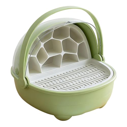 Silkworm Breeding Box Small Pet Feeding Container Transparent Removable Habitat Cage Portable Reptile House with PP for Turtle Frog Snake Suit, Green - color: Green
