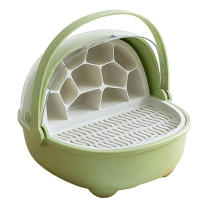 Silkworm Breeding Box Small Pet Feeding Container Transparent Removable Habitat Cage Portable Reptile House with PP for Turtle Frog Snake Suit, Green - color: Green