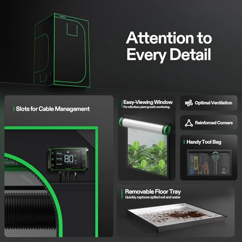 VIVOSUN S448 4x4 Grow Tent 48"x48"x80" Mylar Tent for Indoor Plants | Easy View Window,Heavy-Duty Zippers,100% Reflective Mylar Interior, Robust Steel Frame,Removable Floor Tray - size: 48"x48"x80"