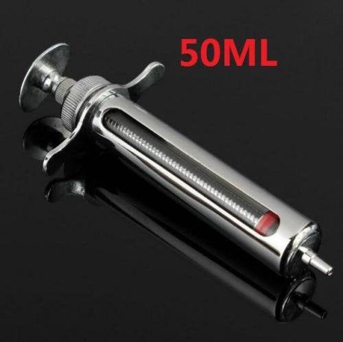 EatingBiting FOR Animal only 50ml Reusable Stainless Steel Hypodermic Veterinary Animal Syringe Glass for Lab / Quality stainless steel / simple structure / with locking screws simple operation