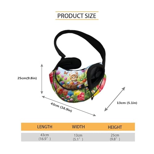 COEQINE Small Dog Easter Outfit Carrier Backpack Thick Padded Shoulder Strap Hands-Free Colorful Eggs Kawaii Cat Bunny Ears with Drawstring Dog Papoose for Travel - color: Colorful Eggs Kawaii Cat Bunny Costome
