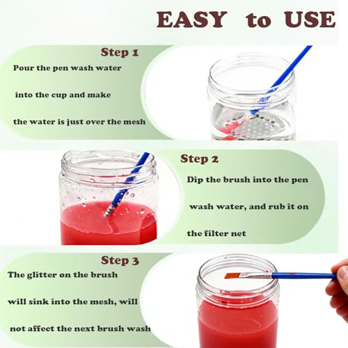 Paint Brush Cleaner Cup, Nail Art Brushes Washing Cup, Brush Cleaning Tank for Painting Water Oil Acrylic Art Supplies-3 Pcs