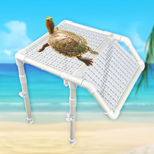 StellarOcean Extra Large Turtle Basking Platform for Aquatic Turtles Dock Ramp Tanks Accessories 50/70 /75/125 Gal XL Turtle Docks for Basking Platforms red Ear Tortuga ramps (SW-13') - color: White, size: 13