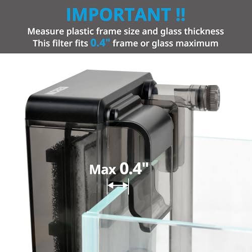 NICREW Slim Aquarium Filter, Quiet Fish Tank HOB Filters for up to 5 Gallon Aquariums, Adjustable Flow, 42 GPH, 3W