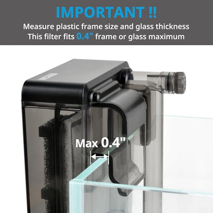 NICREW Slim Aquarium Filter, Quiet Fish Tank HOB Filters for up to 5 Gallon Aquariums, Adjustable Flow, 42 GPH, 3W