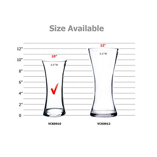 WGV Gathering Bouquet Vase, 4.5" W, 10" H, Clear Glass Floral with Flared Oval Opening, Centerpiece, Home Wedding Event Decor, 1 Piece (VCK0910) - size: Oval Open 10"H
