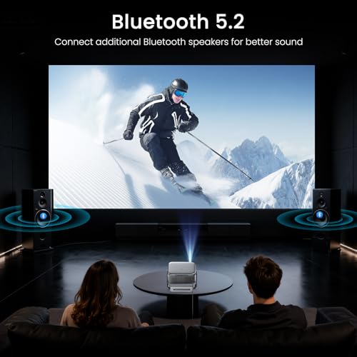 HAPPRUN 2000 ANSI Outdoor Projector with Official Google TV, 4K Decoding | Dolby Audio, 10K+ Apps, AI Auto Focus, 270° Stand,Smart Projector with WiFi and Bluetooth, Movie Projector for Indoor/Outdoor