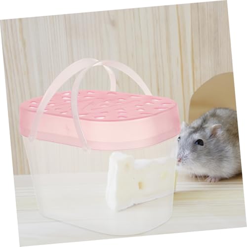 2pcs Small Pet Carriers Portable Hamster Cages Reptile Containers Medium Pink Handheld Outdoor Travel Turtle Boxes