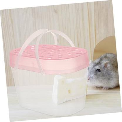 2pcs Small Pet Carriers Portable Hamster Cages Reptile Containers Medium Pink Handheld Outdoor Travel Turtle Boxes