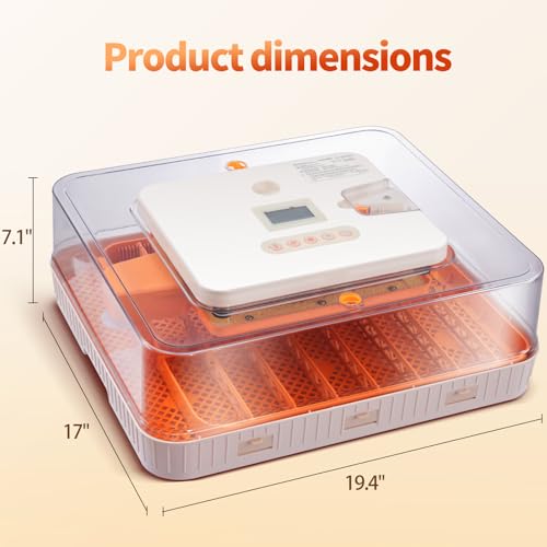 56 Egg Incubator, Fully Automatic Egg Turner & Humidity Control, High Hatch Rate Poultry Incubator with LED Candler, 360° View for Chicken, Duck, Quail Eggs – Beginner Friendly