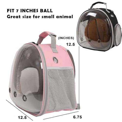 Lizard Backpack Travel Carrier,Bearded Dragon Travel Backpack with Harness and Leash Set,Space Capsule Clear Bubble Window Astronaut Reptile Carrier Backpack, Airline Approved - color: Pink