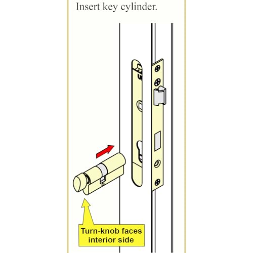 Offset Euro Profile Lock Cylinder with Thumb Turn Fits for Pella Storm Door 2-Bolt Lock, Includes 3 Solid Brass Keys (1, Polished Brass) - color: Polished Brass