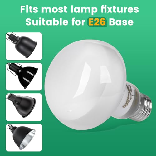 Reptile Heat Lamp Bulbs 75W (2-Pack) – Efficient Heating & Simulated Sunlight Basking Light for Amphibians, Bearded Dragon, Lizard, Turtle, Chicken – E26 Base - color: White, size: 75W
