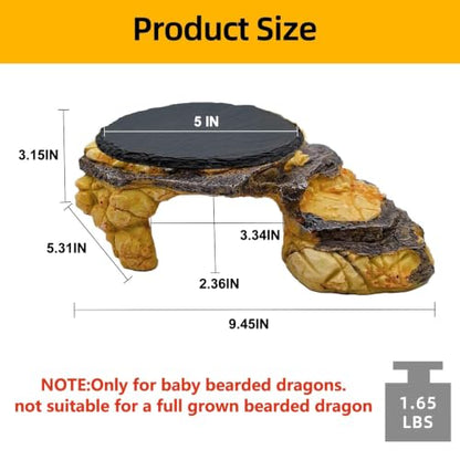 Reptile Basking Platform Gecko Hide Juvenile Beared Dragon Tank Accessories | 9.45"×5.31"×3.15",Resin,with a rock platform,Box packaging,Turtle habitat accessories,for Lizard Leopard Crested Gecko - style: style 3