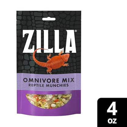 Zilla Reptile Munchies, Omnivore Mix, Dehydrated and Sun Dried Vegetables and Insects, 4 Ounces | Dehydrated and Sun Dried Vegetables and Insects