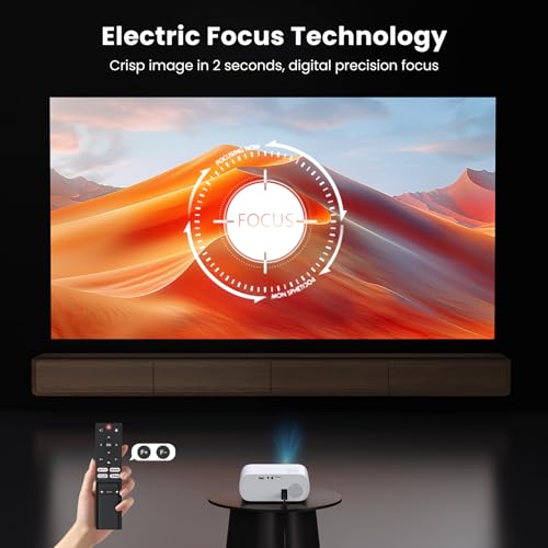 Official Licensed Smart Mini Projector with Wifi and Bluetooth | 1500ANSI, 4K Support, Compatible with Netflix, 10K+ Apps, Electric Focus, Outdoor/Indoor Movie, Home Theater, HDMI/USB for PC - style: Netflix System