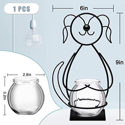 Desktop Dog Glass Planter Vase Holder Metal Plant Terrarium Stand | Thoughtful Gift for Dog Lovers, Hydroponic Vase, Sturdy& Well-Packaged, Home Office Accent, Great for Small Plants& Cuttings - color: Dog