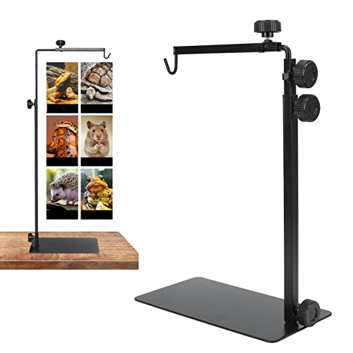 Reptile Heat Lamp Holder Adjustable Heavy Duty Terrarium Light Stand for Lizards Turtles Snakes Iron 9.1x16.1in to 15.7x37.4in Floor over Crawlers