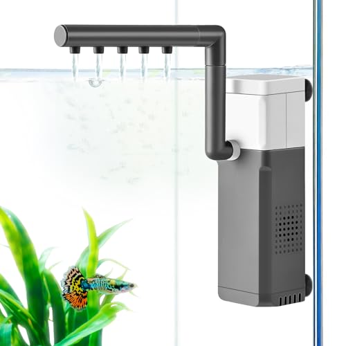 3W Mini Fish Tank Filter, 48GPH Quiet Aquarium Internal Filter 3-in-1 Submersible Fish Tank Filter Pump for 1-6Gal Betta/Fry/Shrimp Tanks - style: 3W(1-6gal)